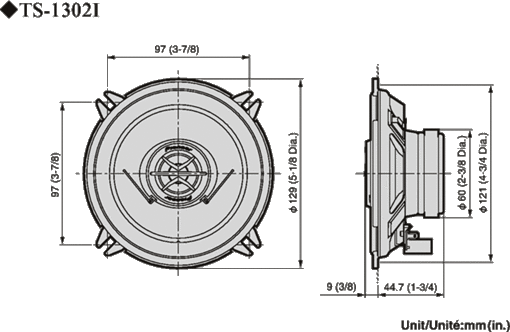5.25" 13cm 2-Way Coaxial Custom fit Speaker 260W Total Power Pioneer TS-1302i